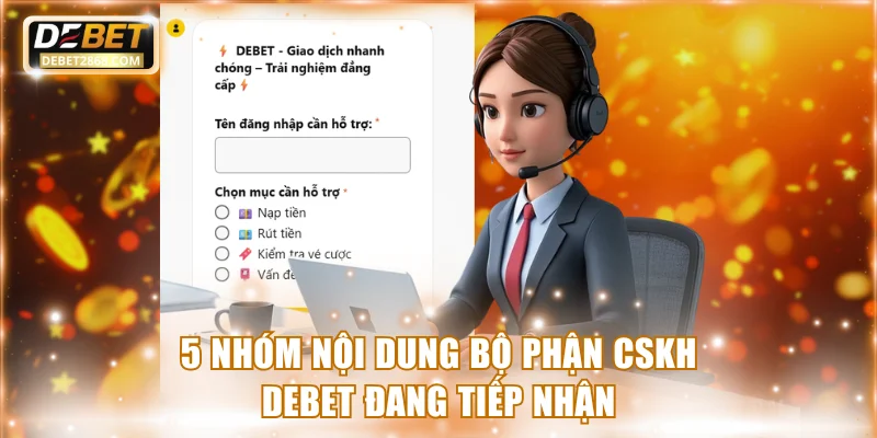 5 nhóm nội dung bộ phận CSKH Debet đang tiếp nhận